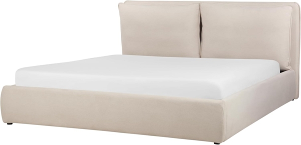 Bett mit Stauraum BAJONNA 180 x 200 cm Stoff Helles Beige Bild 4