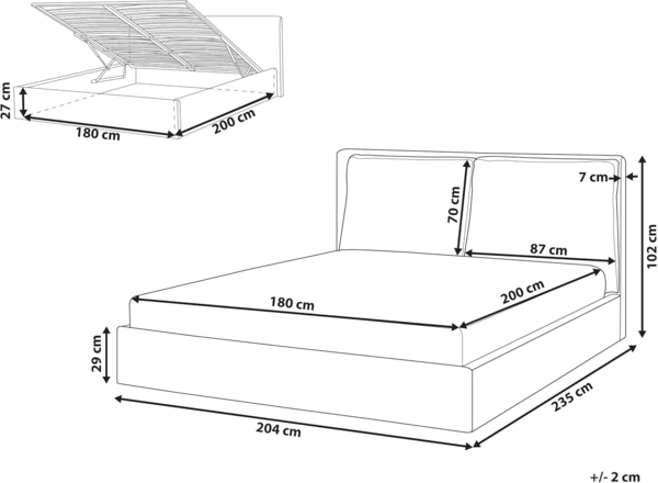 Bett mit Stauraum BAJONNA 180 x 200 cm Stoff Helles Beige Bild 3