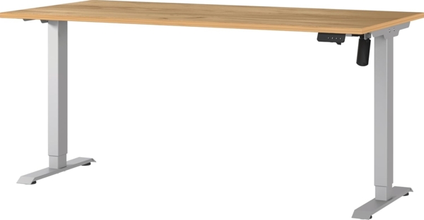 Germania Schreibtisch 8024-641, in Navarra-Eiche-Nb./Silber, elektr. höhenverstellbar, 160 x 119 x 80 cm (BxHxT)