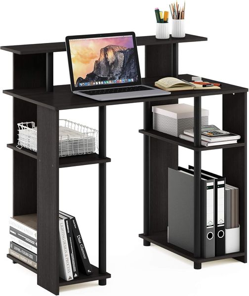Furinno JAYA Computer-Schreibtisch in schlichtem Design, holz, Nussbaum, 47. 75x47. 75x90. 17 cm