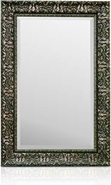 Manresa Wandspiegel Holzrahmen rechteckig 90x60 cm Vintage Silber