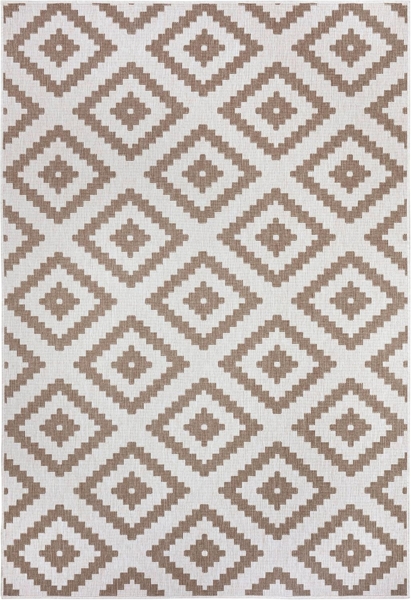 NORTHRUGS In- und Outdoor Teppich Malta 80x150 cm - Wendeteppich Wetterfest Modernes Geometrisches Muster Teppich für Balkon Terrasse Garten Wintergarten Wohnzimmerteppich Wasserfest in Linen Bild 2