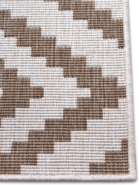 NORTHRUGS In- und Outdoor Teppich Malta 80x150 cm - Wendeteppich Wetterfest Modernes Geometrisches Muster Teppich für Balkon Terrasse Garten Wintergarten Wohnzimmerteppich Wasserfest in Linen Bild 6