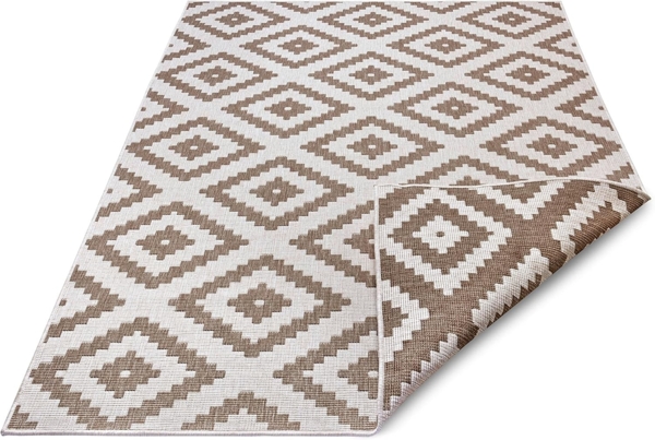 NORTHRUGS In- und Outdoor Teppich Malta 80x150 cm - Wendeteppich Wetterfest Modernes Geometrisches Muster Teppich für Balkon Terrasse Garten Wintergarten Wohnzimmerteppich Wasserfest in Linen Bild 7