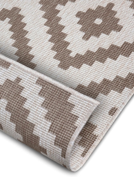 NORTHRUGS In- und Outdoor Teppich Malta 80x150 cm - Wendeteppich Wetterfest Modernes Geometrisches Muster Teppich für Balkon Terrasse Garten Wintergarten Wohnzimmerteppich Wasserfest in Linen Bild 5