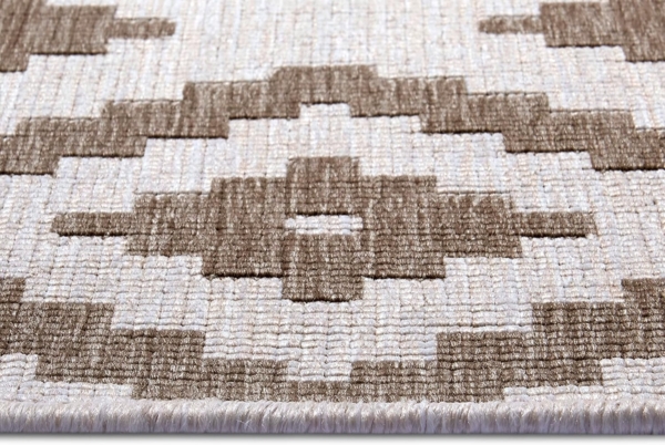 NORTHRUGS In- und Outdoor Teppich Malta 80x150 cm - Wendeteppich Wetterfest Modernes Geometrisches Muster Teppich für Balkon Terrasse Garten Wintergarten Wohnzimmerteppich Wasserfest in Linen Bild 8