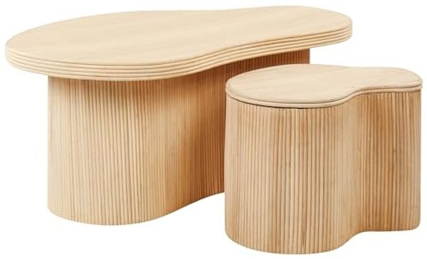Tisch Set SALANTI 2er Set Rattan Natürlich