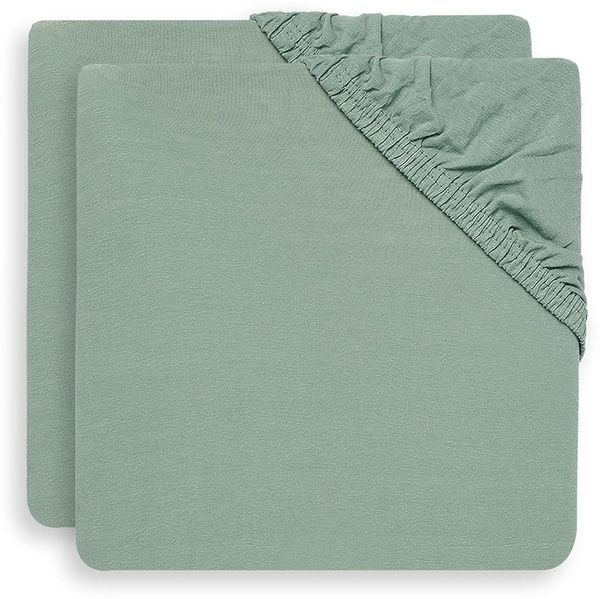 Jollein Spannbettlaken Boxspringbett Jersey 75x95 cm - aschgrün - 2 Stück
