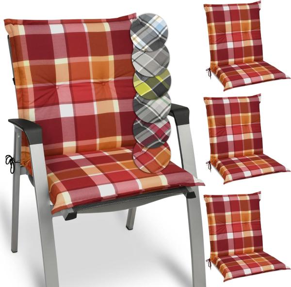 Beautissu 4er Set Niedriglehner Auflage Sunny 100x50x6cm Rot