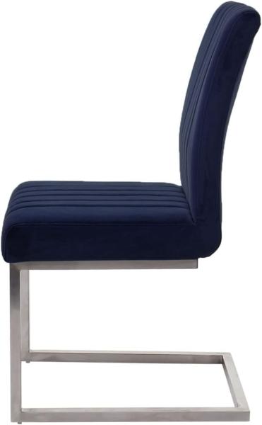 2er-Set Freischwinger HWC-L14, Besucherstuhl Konferenzstuhl Stuhl, Samt Edelstahl gebürstet ~ anthrazit-blau Bild 8