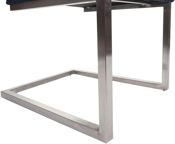 2er-Set Freischwinger HWC-L14, Besucherstuhl Konferenzstuhl Stuhl, Samt Edelstahl gebürstet ~ anthrazit-blau Bild 7