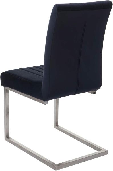 2er-Set Freischwinger HWC-L14, Besucherstuhl Konferenzstuhl Stuhl, Samt Edelstahl gebürstet ~ anthrazit-blau Bild 9