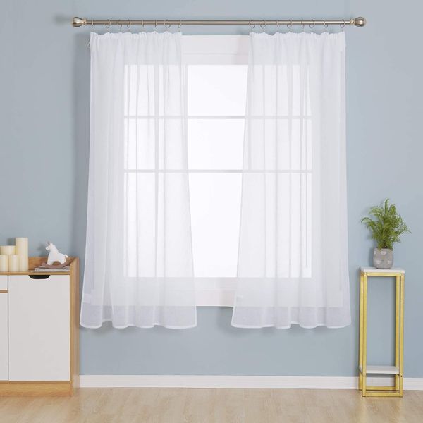 Deconovo Vorhang Gardinen Kräuselband Wohnzimmer Transparent Vorhänge für 2er Set, Store