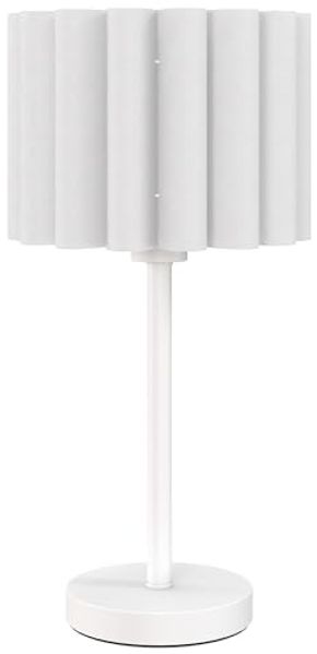 HOMCOM Tischleuchte Tischlampe mit Wellen-Lampenschirm, Dekoration, exkl. Glühbirne, für Wohnzimmer, Spielzimmer, Weiß