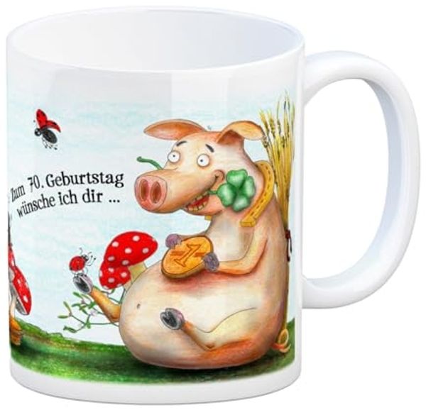 speecheese Tasse Viel Glück zum 70. Geburtstag Kaffeebecher Tasse Glückwunsch