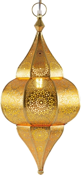 Marrakesch Orient & Mediterran Interior Pendelleuchte Orientalische Lampe Hängelampe aus Metall E27 Lunar Gold 40cm, Handarbeit