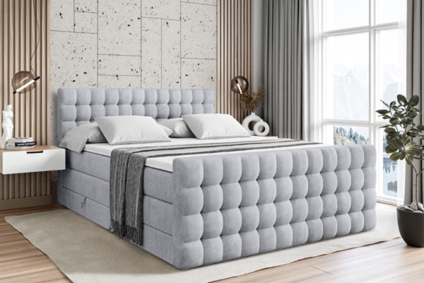 ALTDECOR Boxspringbett VIONE-Z KING (mit Matratze und Lattenrost Topper Polsterbett mit Bettkasten Boxbett), H4 Multipocket, H3 Bonellfederung, Doppelbett Springboxbett