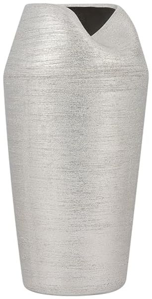 Dekovase APAMEA Steinzeug 33 cm Silber