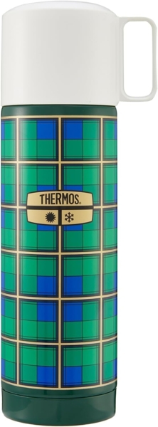 THERMOS Isolierflasche REVIVAL BEVERAGE BOTTLE, Edelstahlkörper, spülmaschinenfest, 0,5l, 18h heiß & 24h kalt, mit Push Button Lid & Trinkbecher mit Griff