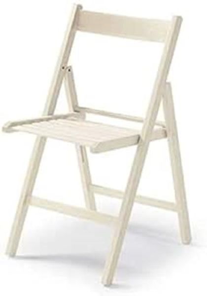Dmora - Moderner Klappstuhl aus Holz, für Balkon oder Garten, cm 42x48h79, Sitzhöhe cm 47, Farbe weiß