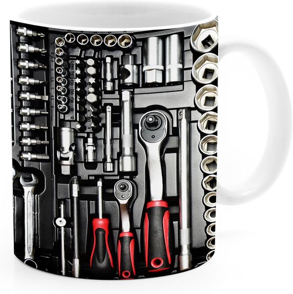 MoonWorks Tasse Kaffee-Tasse Bedruckt Werrkzeug Fotoprint Toolbox Geschenk für Männer, Keramik