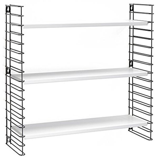 METALTEX 377603076 Bücherregal TOMADO mit 3 weißen Böden u. schwarzen Seiten / Hängeregal / TOMADO-Regalsystem