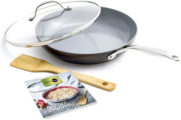 GreenPan Valencia Pro Harteloxierte Gesunde Keramik Antihaft 28 cm Bratpfanne, PFAS-frei, Induktion, Spülmaschinenfest, Backofenfest, Grau