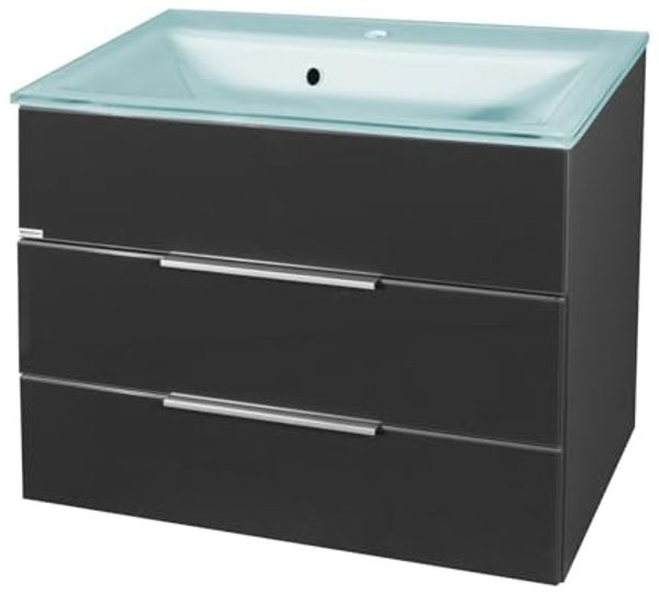Fackelmann 'Kara' Waschtisch mit Waschbecken und 2 Schubladen, 80 x 60 x 50 cm, Anthrazit