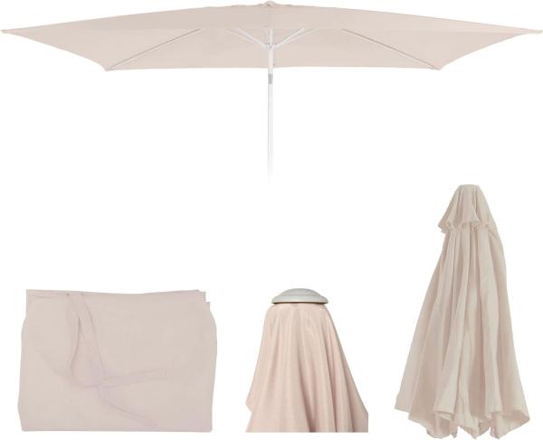 Ersatz-Bezug für Sonnenschirm N23, Sonnenschirmbezug Ersatzbezug, 2x3m rechteckig Stoff/Textil 4,5kg UV 50+ ~ creme