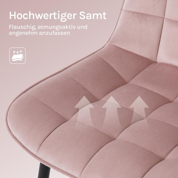 WOLTU 4 x Esszimmerstühle 4er Set Esszimmerstuhl Küchenstuhl Polsterstuhl Design Stuhl mit Rückenlehne, mit Sitzfläche aus Samt, Gestell aus Metall, Rosa, BH142rs-4 Bild 6