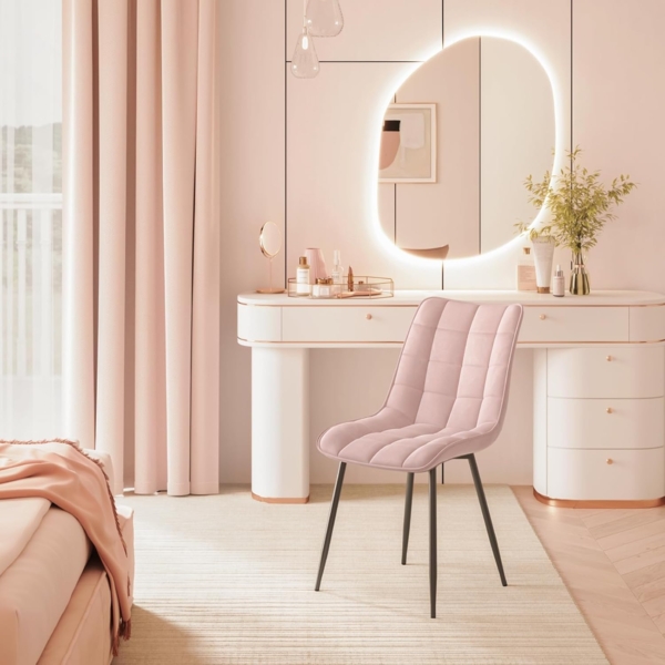 WOLTU 4 x Esszimmerstühle 4er Set Esszimmerstuhl Küchenstuhl Polsterstuhl Design Stuhl mit Rückenlehne, mit Sitzfläche aus Samt, Gestell aus Metall, Rosa, BH142rs-4 Bild 10