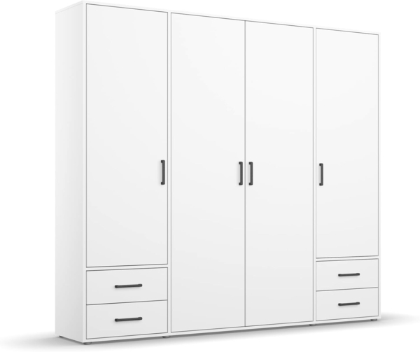 rauch Drehtürenschrank Kleiderschrank Schrank Garderobe Wäscheschrank VOYAGER (in 3 verschiedenen Ausstattungen BASIC/CLASSIC/PREMIUM) moderne Griffe in Graumetallic mit Außenschubkästen MADE IN GERMANY