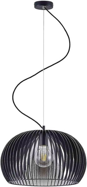 Lindby Hängeleuchte Jusra, dimmbar, Leuchtmittel nicht inklusive, Vintage, Metall, Schwarz, 1 flammig, E27, Deckenlampe, Esstischlampe