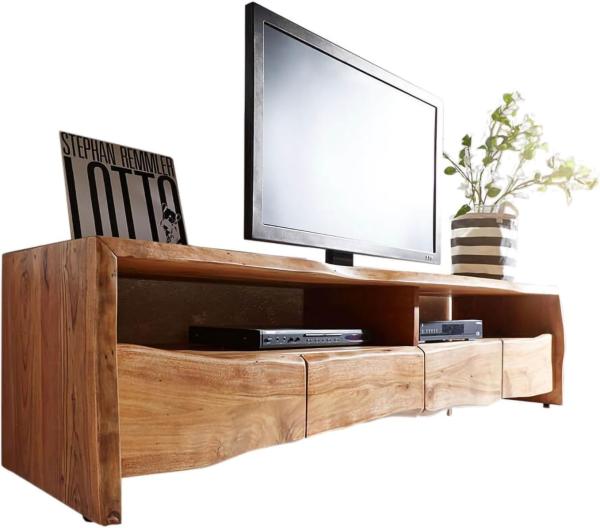 Fernsehtisch Live-Edge Akazie Natur 190 cm 4 Schubkästen Baumkante Lowboard