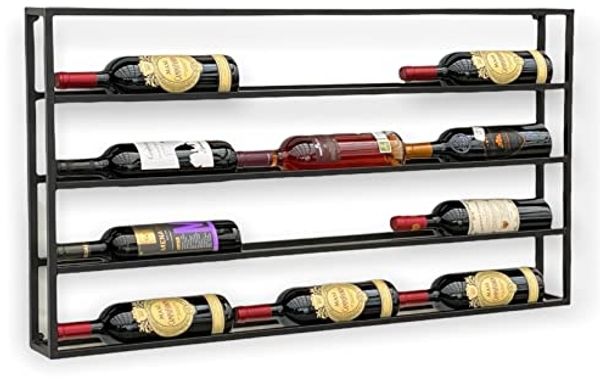 DanDiBo Weinregal Metall Wand 100 cm Schwarz Flaschenregal 96239 Flaschenhalter Wandmontage Modern Wandhalter Wandregal für 15 Flaschen
