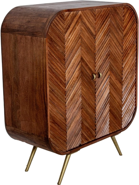 DRW Konsolentisch für den Eingangsbereich, Spind mit 2 Holztüren und Metallbeinen in Natur und Gold, 110 x 42 x 90 cm Bild 3