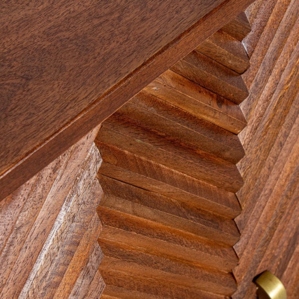 DRW Konsolentisch für den Eingangsbereich, Spind mit 2 Holztüren und Metallbeinen in Natur und Gold, 110 x 42 x 90 cm Bild 7