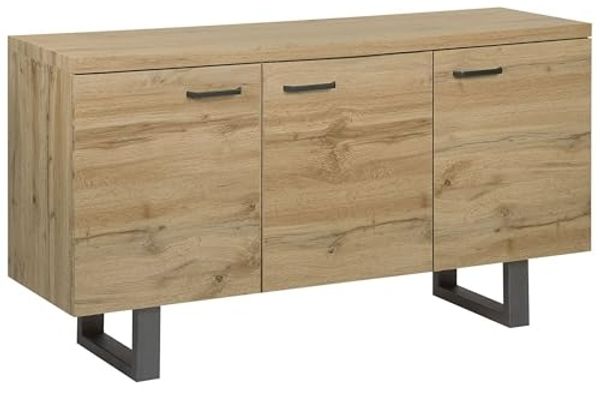 'Timber' Sideboard mit 3 Türen, 79 x 42 x 140 cm, Heller Holzfarbton