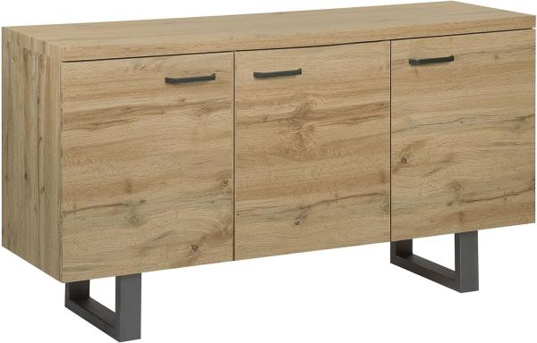 'Timber' Sideboard mit 3 Türen, 79 x 42 x 140 cm, Heller Holzfarbton