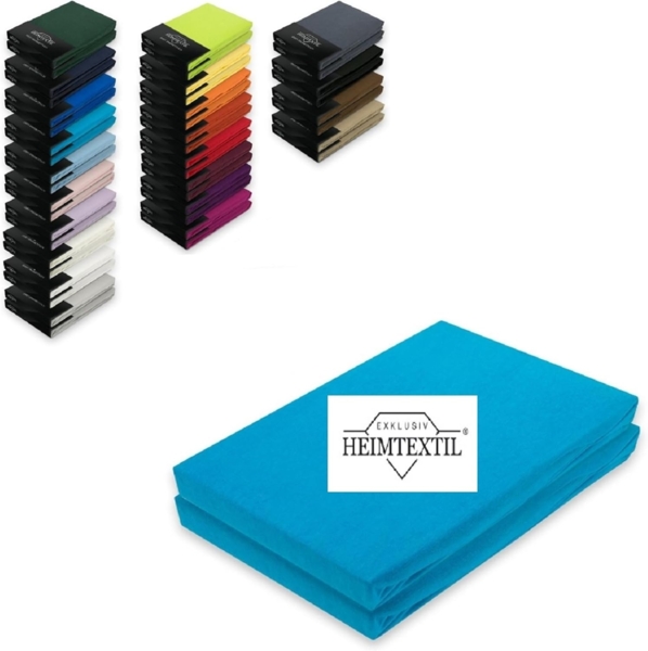 Doppelpack Marke Jersey Spannbettlaken 180 - 200 x 200 cm Türkis