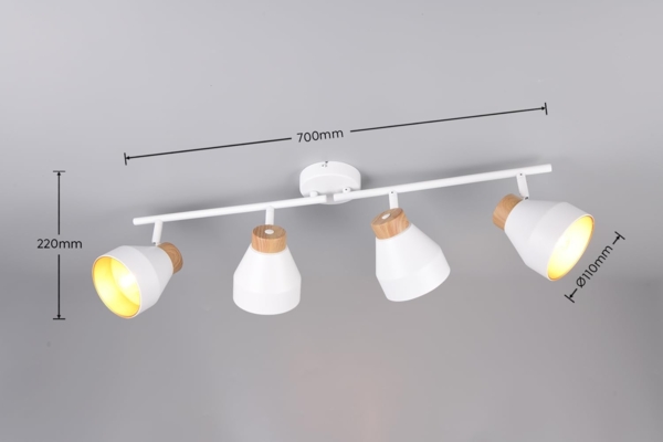 Deckenstrahler VALENTIN 4-flammig aus Metall Weiß innen Gold, Breite 71cm Bild 11