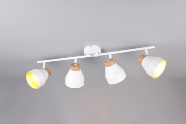 Deckenstrahler VALENTIN 4-flammig aus Metall Weiß innen Gold, Breite 71cm Bild 2