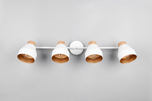 Deckenstrahler VALENTIN 4-flammig aus Metall Weiß innen Gold, Breite 71cm Bild 9