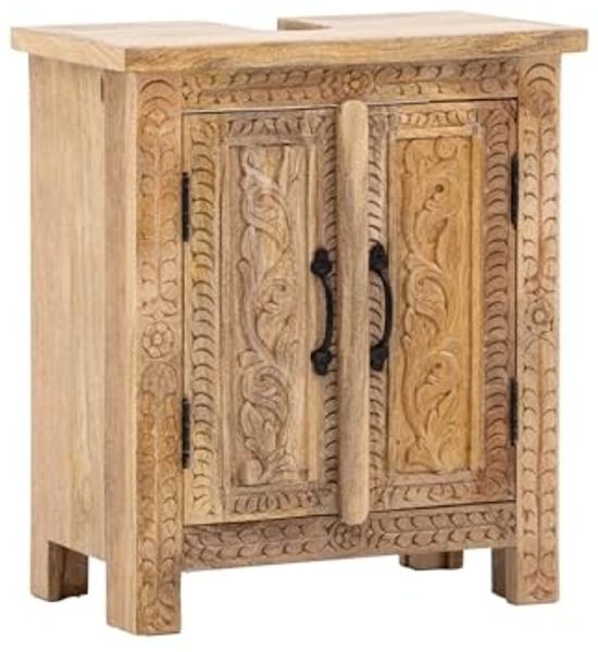 Waschbeckenunterschrank Santa Cruz Massivholz Mango 52x60cm Boho Vintage Stil Badmöbel Landhaus rustikal natur Akazie Bad-Unterschrank