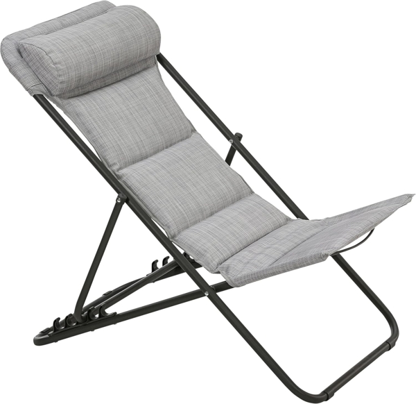 Dehner Gartenliege Campingstuhl Ibiza, 87 x 62 x 76 cm, klappbar, inkl. Kopfpolster, aus Stahl/Textilene/Polyester