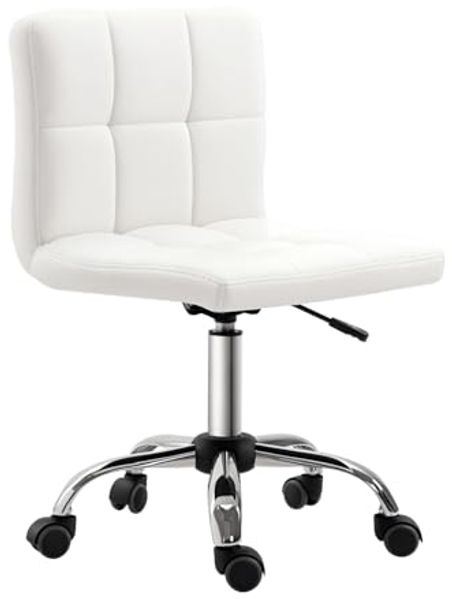 HOMCOM Bürostuhl Ergonomischer Höhenverstellbarer Drehstuhl (Schreibtischstuhl, 1 St), mit 5 Nylonrädern, für Büro, Arbeitszimmer, Weiß