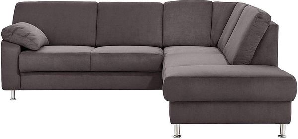 Cavadore Ecksofa Belfast mit Ottomane rechts / Polsterecke mit Federkern / 243 x 88 x 218 / Mikrofaser Grau