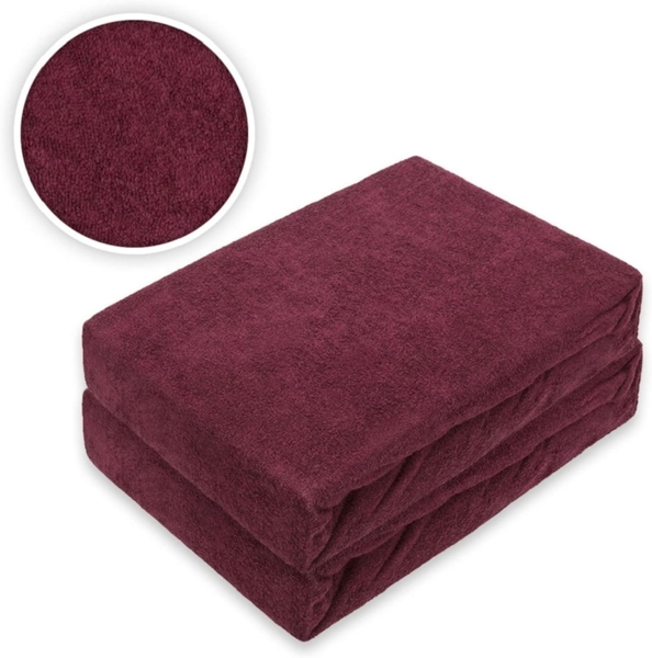 Doppelpack Frottee Spannbettlaken 90 - 100 x 200 cm Bordeaux Bild 2