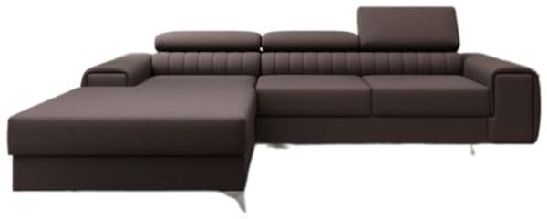 Designer Sofa Melinda mit Schlaf- und Klappfunktion Stoff Dunkelbraun Links