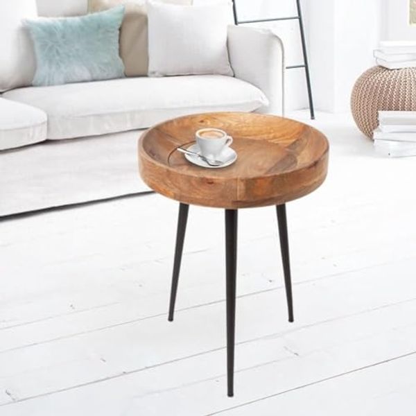 Eleganter Mangoholz Beistelltisch ARTE natural 45cm schwarze Metallbeine
